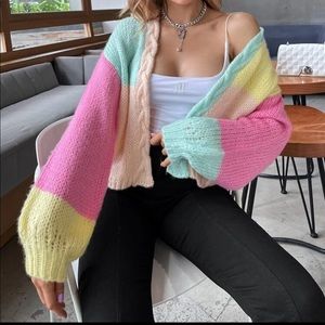 Boho color block knit sweater